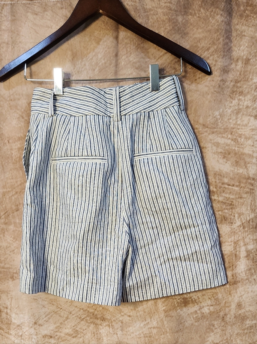 ZARA Blue White Striped High-Waist Shorts – Size XS - Picture 3 of 7